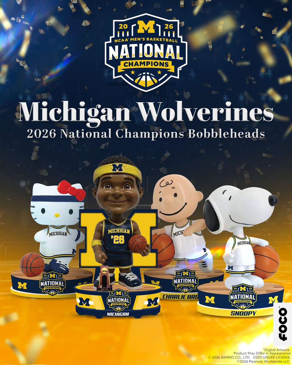 ManiaBobblehead's tweet photo. https://t.co/AcZ8KCxdD5 👈🏻 order 

LINK 🔗 🔗 🔗 ABOVE
Michigan Wolverines 2026 Men's College Basketball National Champions Bobbleheads https://t.co/ertSeeeeyY
