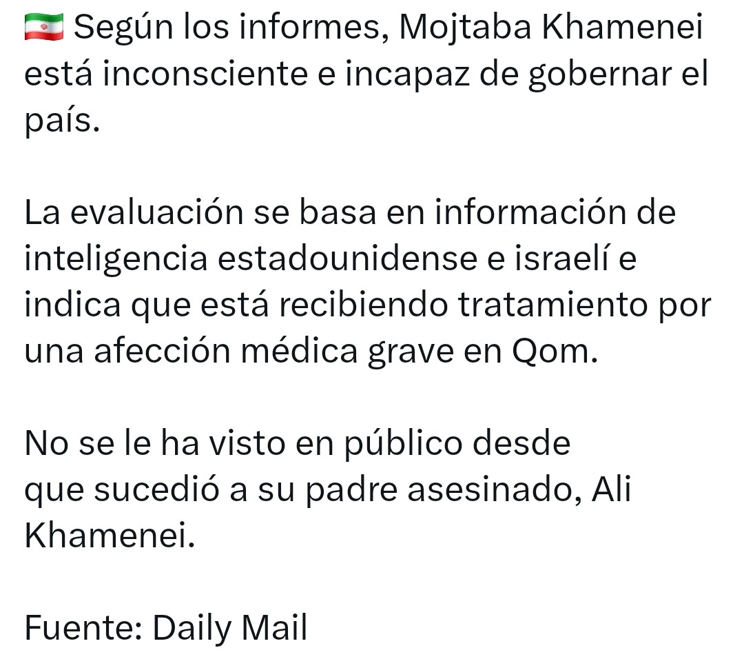 Hijo de Khamenei es incapaz de gobernar Irán.
De <a href="/MarioNawfal/">Mario Nawfal</a>