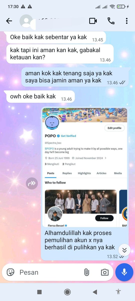 Likaantiska's tweet photo. Bantuan Jasa Pemulihan Akun &amp; Hack Akun,Hapus Akun,Sadap Akun,Lacak Lokasi

Facebook,Line,Tiktok, WhatsApp
Instagram,Dll • ALL SOSMED

| Terhalang kode login/AF2
| Akses hilang total/Akun di hack
| Akun nonaktif/Terkunci
| Sadap WhatsApp

Fast Proses📩
https://t.co/tme1cAsSmC https://t.co/XqpUyOkOSl