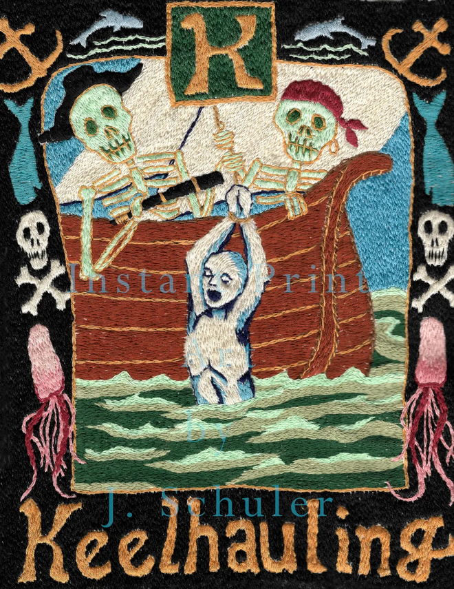 JulieKSchuler's tweet image. K is for Keelhauling
art to download

jschulerart.etsy.com/listing/439995…

#handembroidery #skeletons #alphabet #textileart #darkart #macabre #download