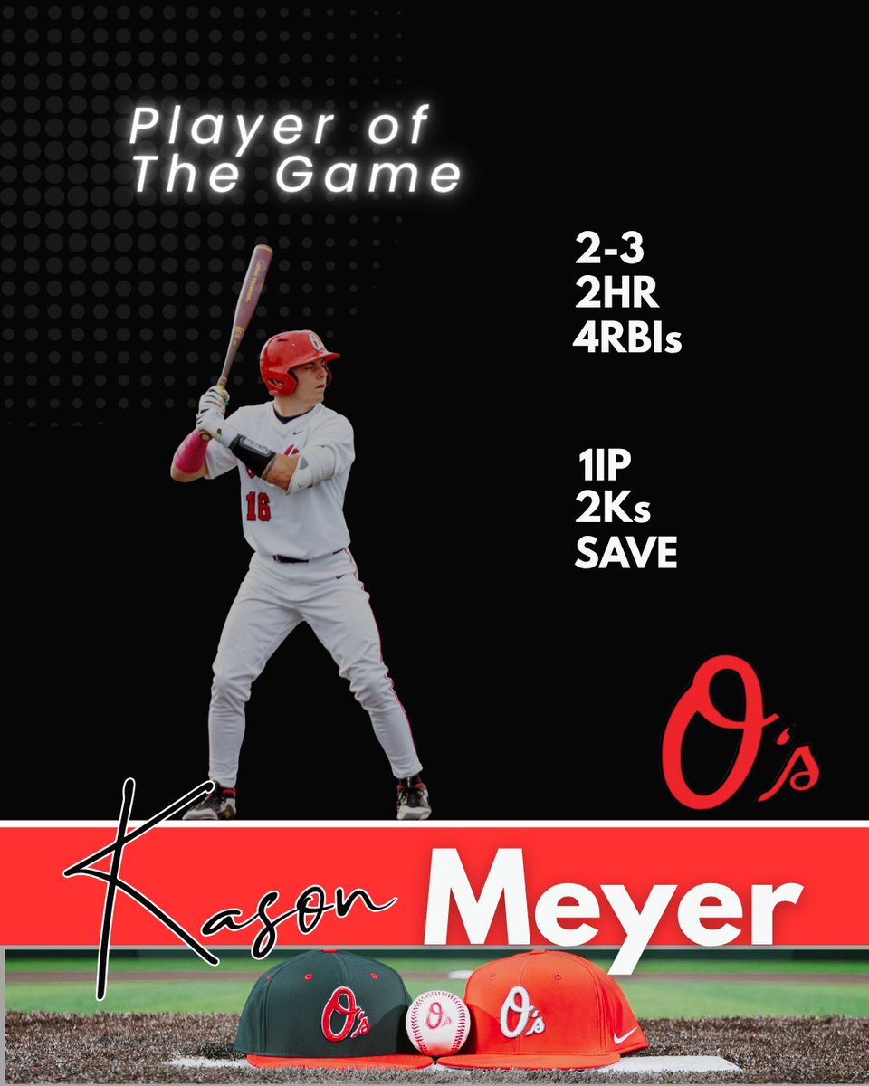 ElginBaseball's tweet photo. Player of the game! Go O’s!🦉🔥 #FWU @kason_meyer https://t.co/SFSnPDRkgd