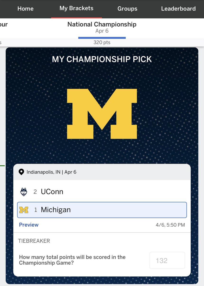 wendelltull's tweet photo. @MarchMadnessMBB @TheAndyKatz We had them from the start. Go Blue!! https://t.co/ap8BBwFUlN
