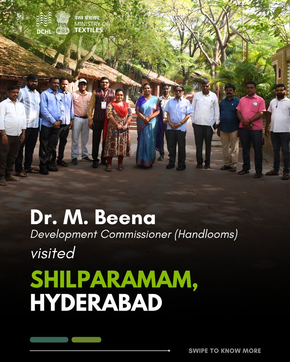 dchandlooms01's tweet image. Dr. M. Beena, Development Commissioner (Handlooms), visits Shilparamam, Hyderabad. During her visit to the craft village, the Development Commissioner interacted with local weavers and officials.

#crafts #Handlooms #weavers #vocalforlocalindia🇮🇳 #viksitbharat2047