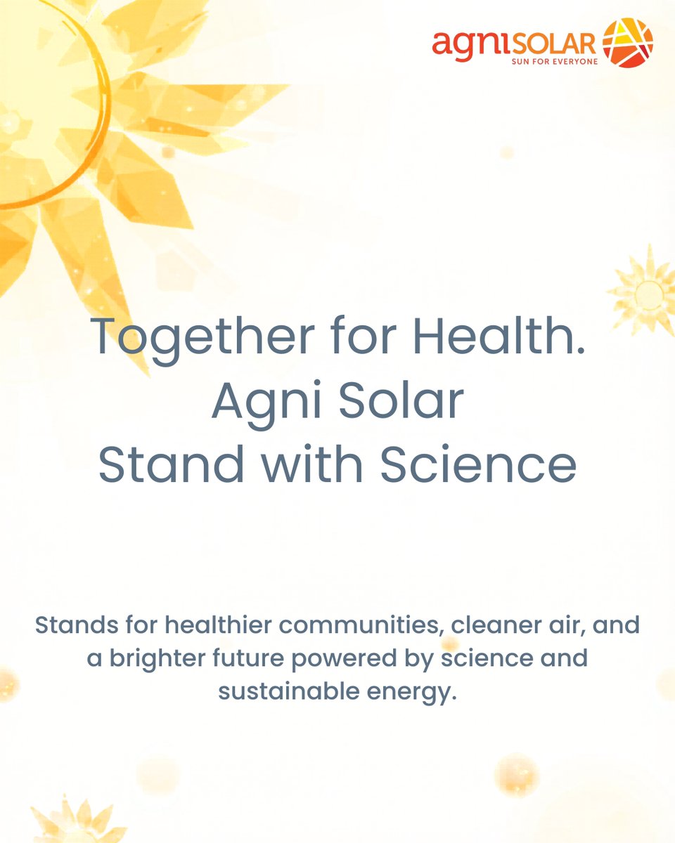 Agni_Solar's tweet photo. Clean air isn’t a luxury—it’s a necessity. 🌿
This #WorldHealthDay, choose solar for healthier lives and a cleaner future. ☀️

#agnisolar #sunforeveryone #renewableenergy #solarenergy #sustainablefuture #agnisolar30years #cleanenergyindia https://t.co/kWfmIL8Ppf
