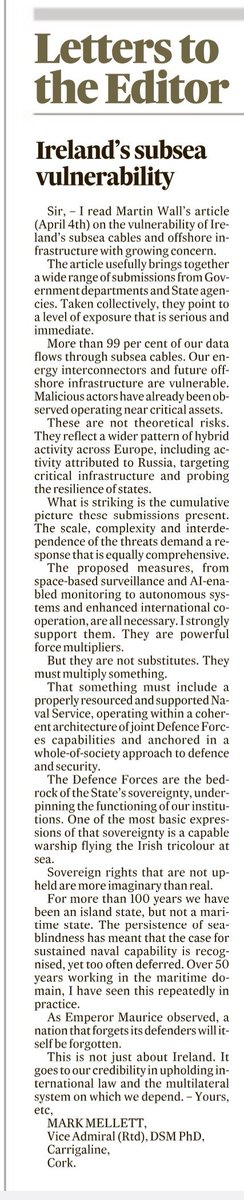 🇮🇪 subsea vulnerability. 
<a href="/mark_mellett/">Mark Mellett</a> writing in todays <a href="/IrishTimes/">The Irish Times</a>