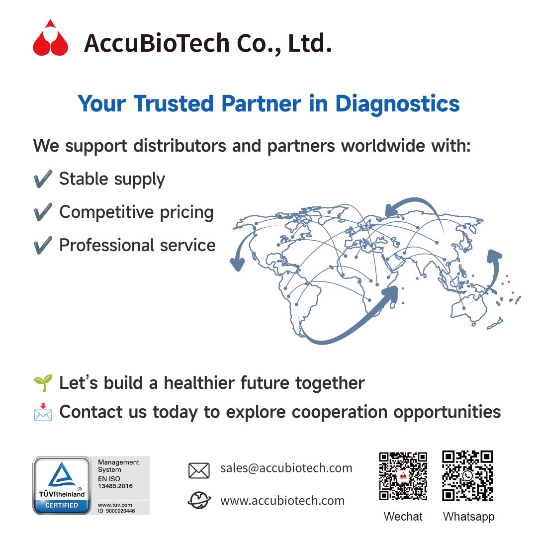 accubiotech's tweet photo. Timely diagnostics are key to better health outcomes. At AccuBioTech, we provide reliable rapid tests for early detection and disease monitoring. 💉🔬

Let’s improve global healthcare together. 🤝 #WorldHealthDay #Diagnostics #GlobalHealth #IVD https://t.co/lDJ1xhW6fM