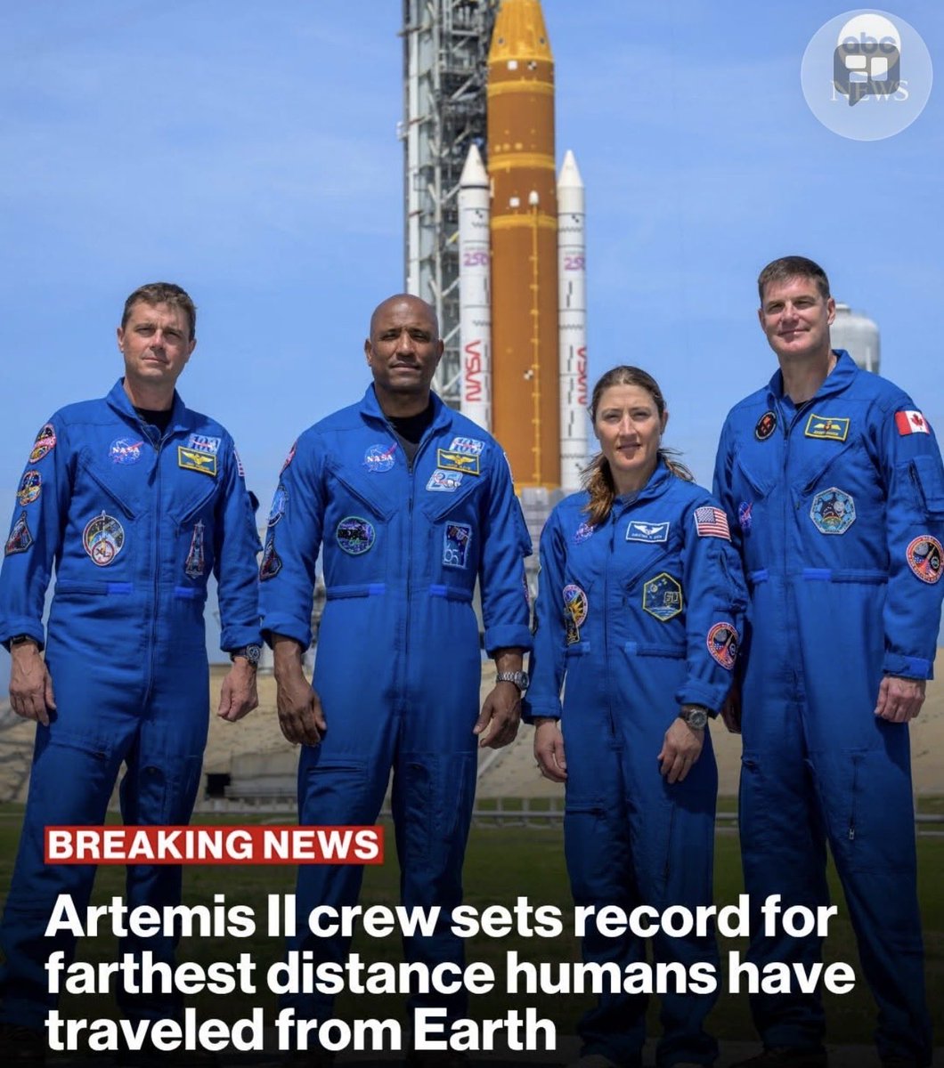 MD25887742's tweet image. BREAKING: The #ArtemisII crew has officially set the record for the farthest distance that humans have traveled from Earth.
 
The previous record was set in 1970 by the Apollo 13 crew, which traveled 248,655 miles from Earth.

Follow live updates: abcnews.visitlink.me/_NCBpL