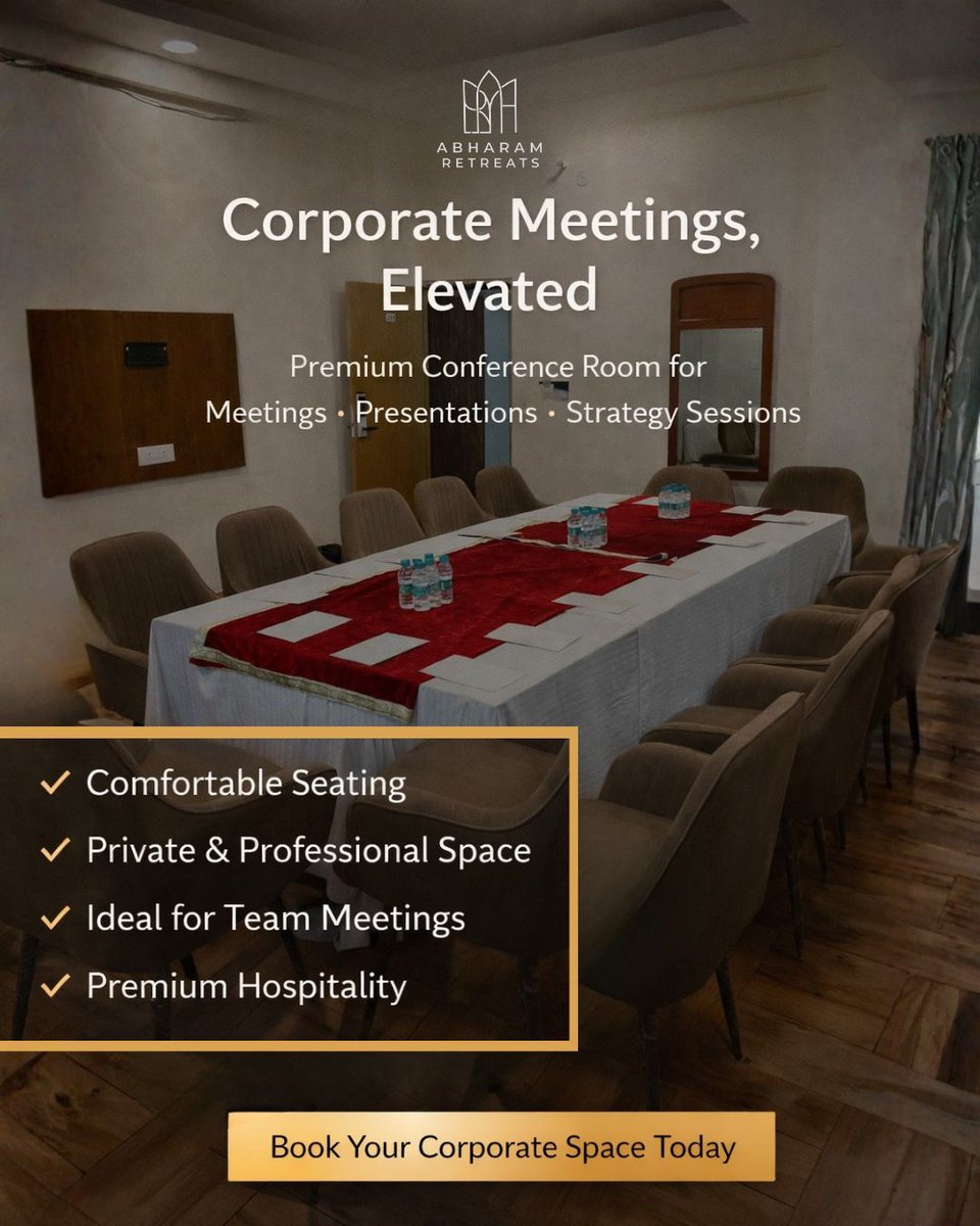 AbharamRetreats's tweet image. Book your premium conference space today and elevate your business experience.
.
.
abharamretreats.com
.
.
#abharamretreats #corporatemeetings #conferenceroom #businessmeetings #corporateevents #meetingroom