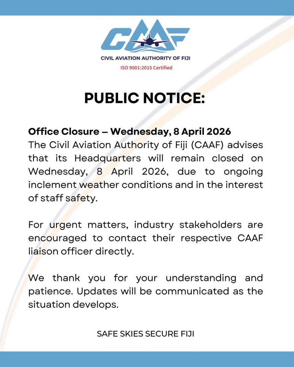 Civil Aviation Authority of Fiji tweet media