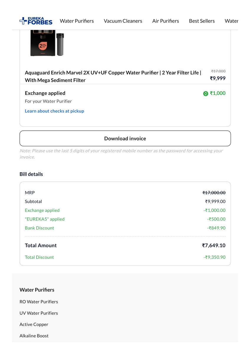 pmsivanesan's tweet photo. @EurekaForbes @EurekaForbesCare @jagograhakjago @consaff @Eureka_ForbesIN 

2 months. Product returned. Still no refund.

Order ID: VUP1KA2339218184
Complaint No: CM-100226-66558777 
Product: Aquaguard Enrich Marvel 

Returned on 26 Mar 26 
₹8,649.10 pending

Full timeline👇 https://t.co/TGUBsiXv77