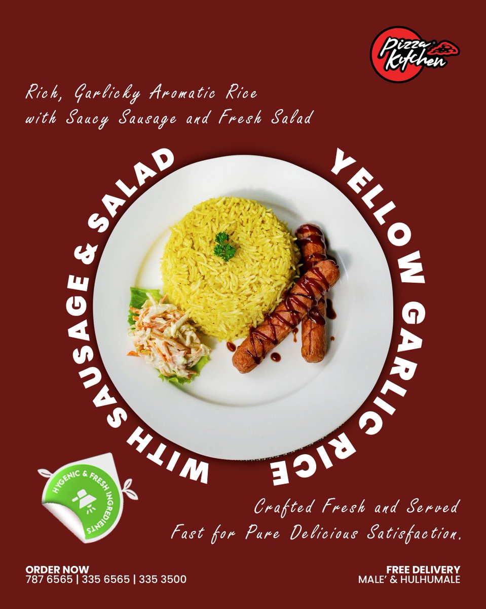 MVPizzaKitchen's tweet photo. Fluffy yellow garlic rice paired with savory sausage and a refreshing salad 🌿
A plate full of flavor! https://t.co/FgJd0Pk6xS