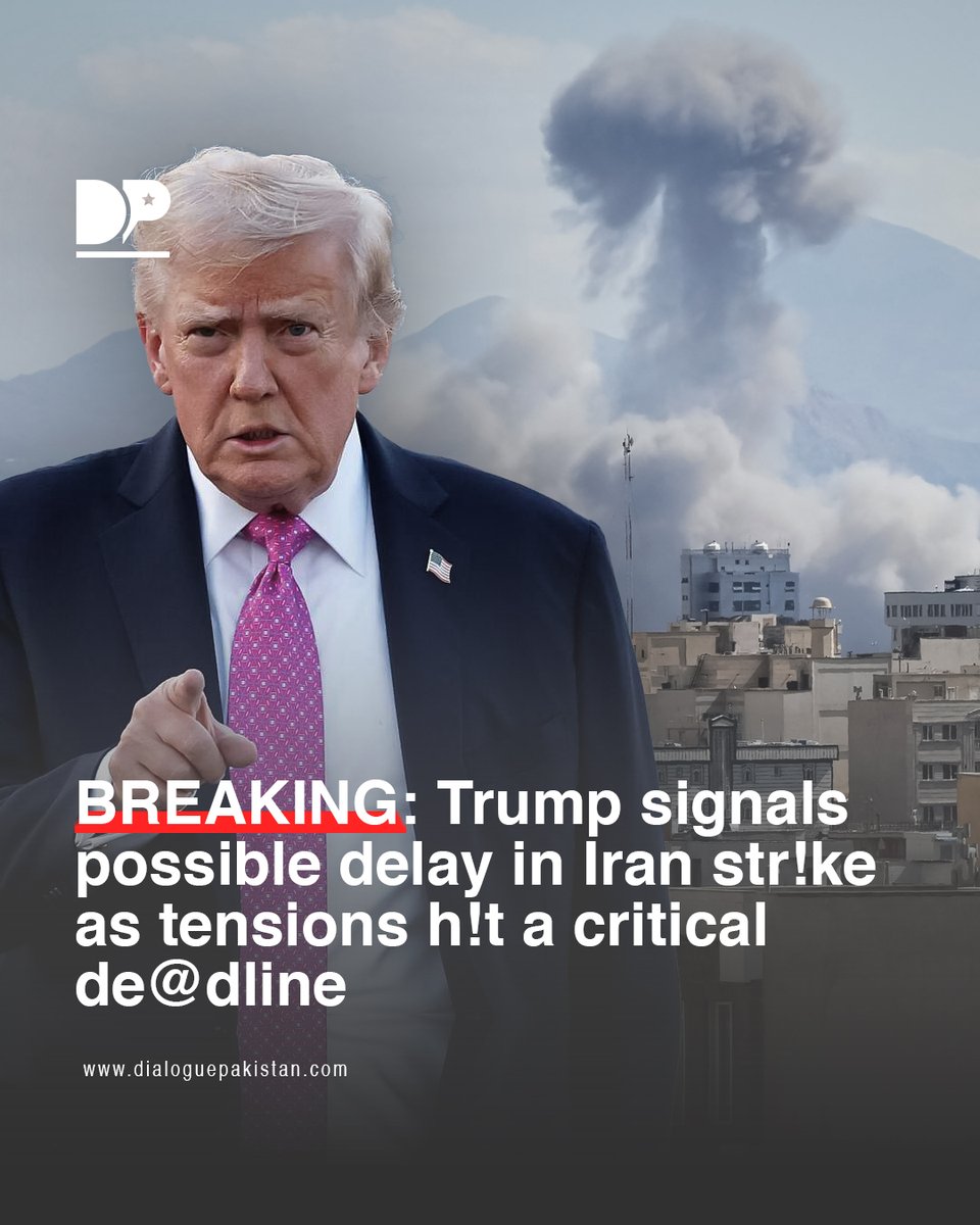 DialoguePak's tweet image. US media reports suggest that Donald Trump may delay a potential att@ck on Iran if there are credible signs of a diplomatic breakthrough. However, the final decision reportedly rests solely with him as a key deadline approaches.

#DialoguePakistan #Trump #Delay #Iran