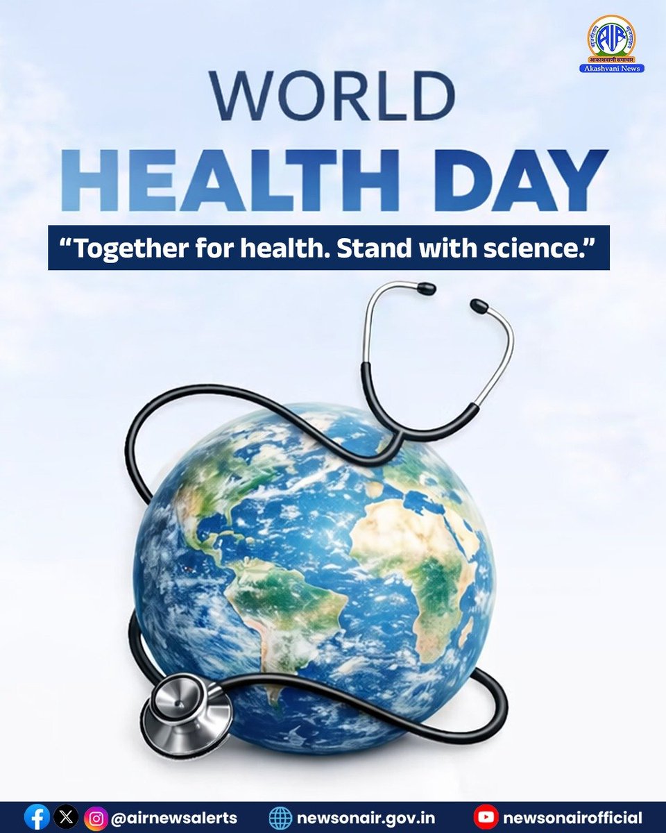 𝐖𝐨𝐫𝐥𝐝 𝐇𝐞𝐚𝐥𝐭𝐡 𝐃𝐚𝐲

▪️ World Health Day is observed annually on April 7 to raise awareness about good health practices.

▪️ This year’s theme is “Together for Health: Stand with Science.”

▪️ Under this theme, the World Health Organization has launched a year-long