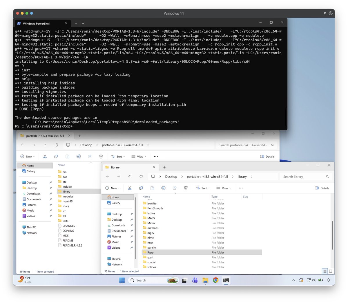 axiomsofxyz's tweet image. Portable #Rstats for #Windows now ships with Rtools built in. Extract, compile from source, done. No installers, no PATH wrangling, no registry. Just R + gcc in a folder. So, running:

install.packages("Rcpp", type="source")

Now, works out of the box!

github.com/portable-r/por…