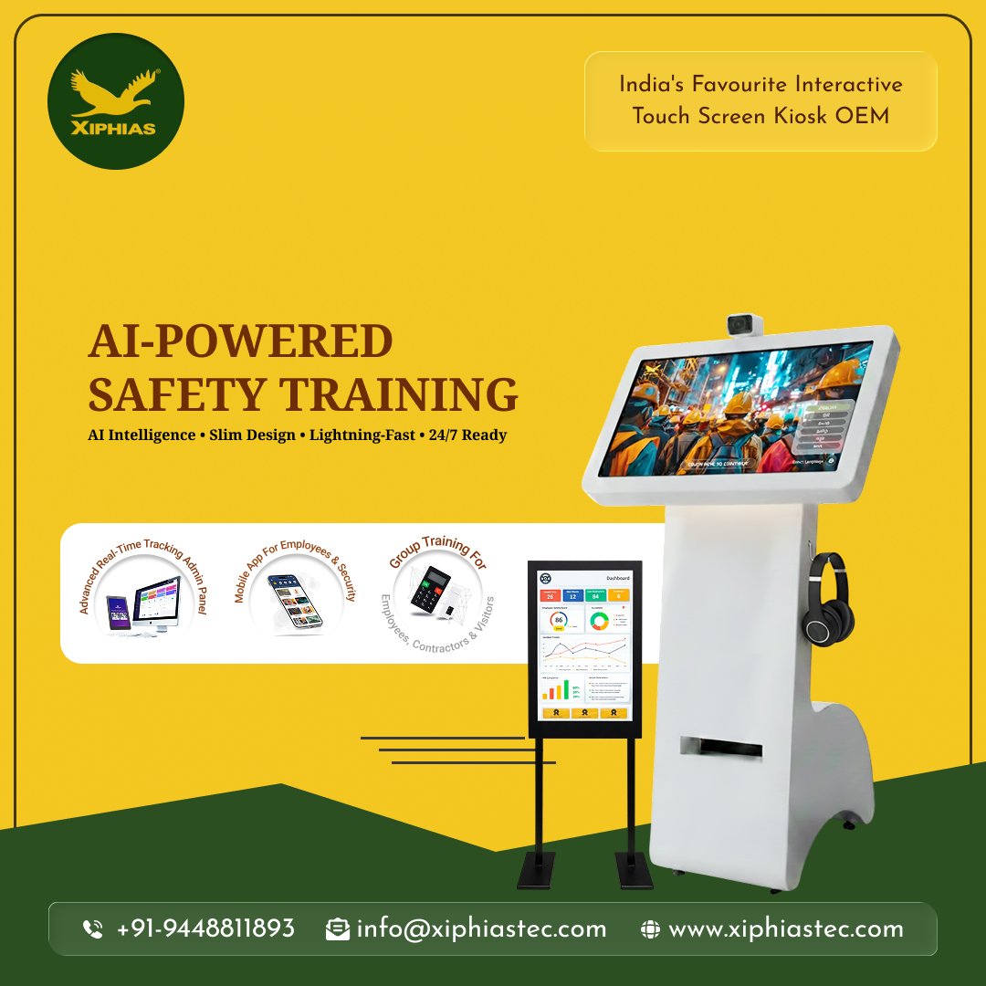 XIPHIAS0101's tweet image. XSTK by Xiphias—AI-powered, industrial-grade safety training kiosk built for speed, scale &amp;amp; zero queues. Smarter learning, instant certification, and real-time tracking. 🔗 zurl.co/3KKBi

#XSTK #Xiphias #AIKiosk #SmartTraining #DigitalTransformation #SafetyFirst #EHS