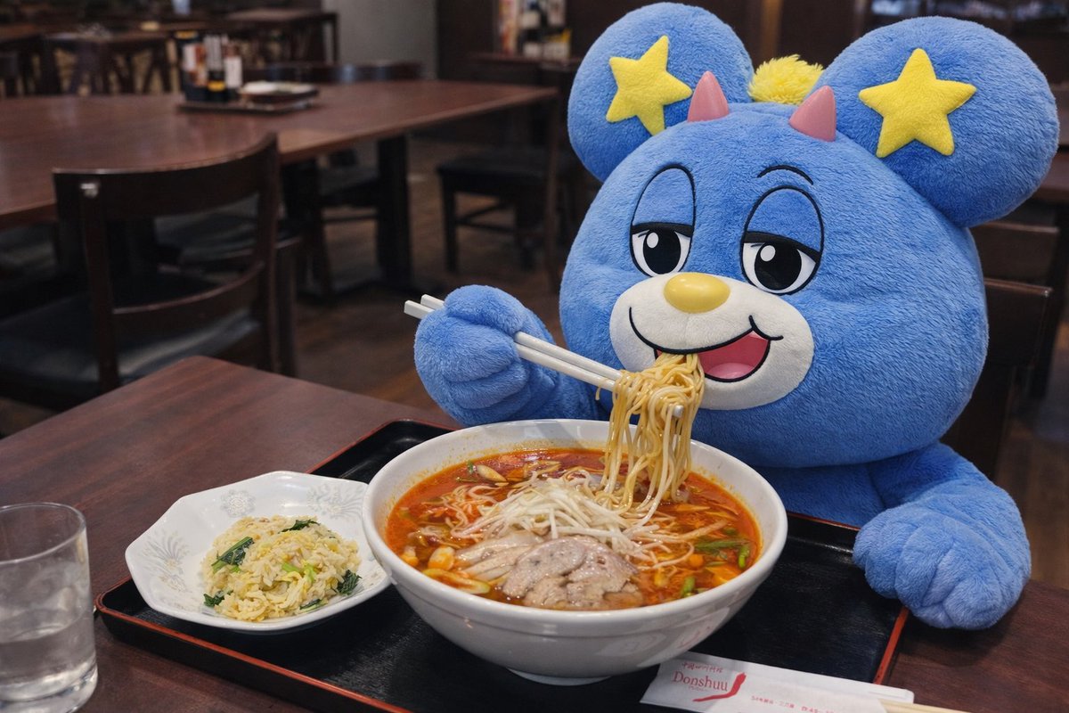 LABBO_lab's tweet photo. ここの酸辣ラーメンしか勝たんくま🐻🔥
#LABBO #ぬい撮り #三刀屋 #ラーメン好きと繋がりたい #ドンシュー https://t.co/gLYSWYAzt3