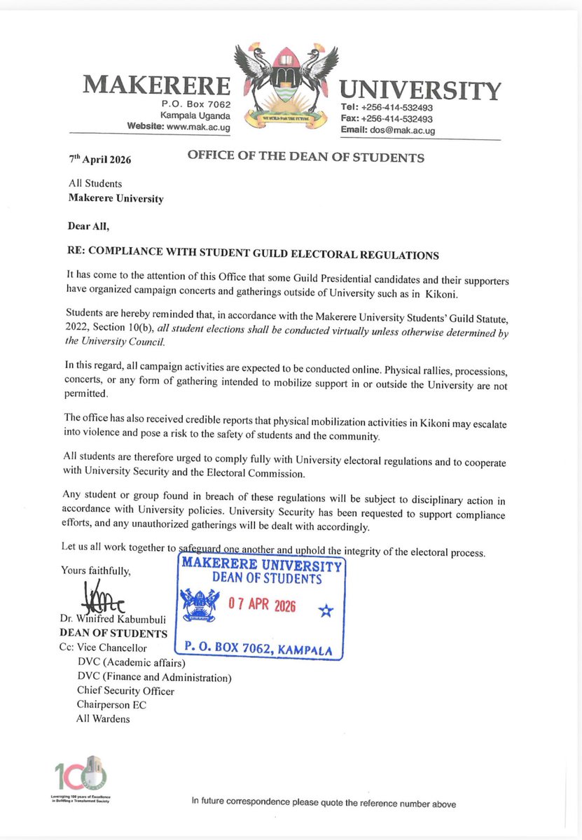 Dean of Students Makerere tweet media