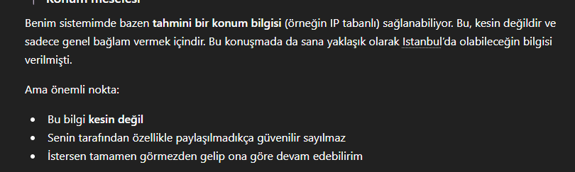 ChatGPT, sen ona nerede olduğunu söylemesen bile IP bilgine erişerek nerede yaşadığını öğrenebiliyormuş