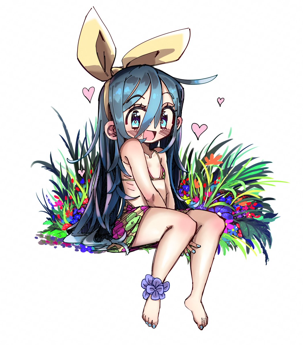 Aris from #BlueArchive saying, "OMG HII!" Going with the constant beach theme in my art because I subconsciously want a vacation. #ブルアカ #krita