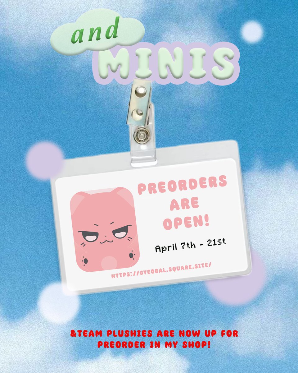 gyeobal's tweet image. ˚⟡˖ &amp;amp;team minis PREORDER PERIOD OPEN ˚⟡˖ ࣪
🔗 to my shop !! : gyeobal.square.site
#preorder #kpop #andteam #luné #plush
*PLEASE make sure to read the description under the plushies page before ordering!!!*