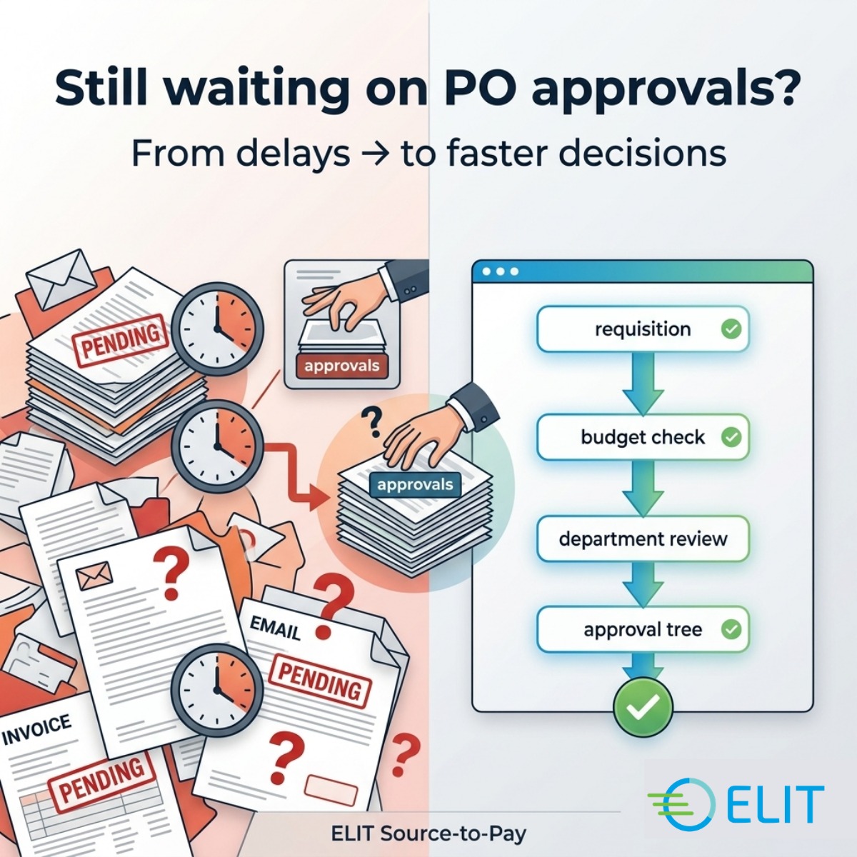 Elit_ProcurePay's tweet photo. In the last posts, we covered invoice mismatches and supplier onboarding.
Manual PO approvals create dependency, missed emails, and limited visibility.
https://t.co/J5z0WPAUPp

#Procurement #Automation #SourceToPay #DigitalTransformation #Operations https://t.co/55OXgqFswT