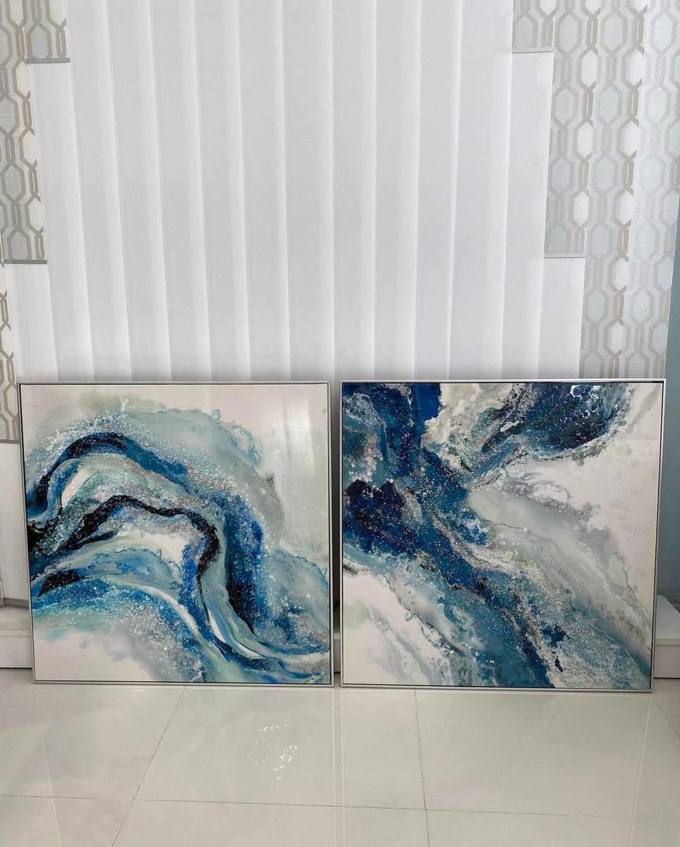 !NEW!💙Os presento estos espectaculares  y originales cuadros en madera de la colección minerales. Abstractos, decorados con muchos detalles, cristal sintético y piedras preciosas. Una joya para decorar tus paredes #80x80cm #martes
