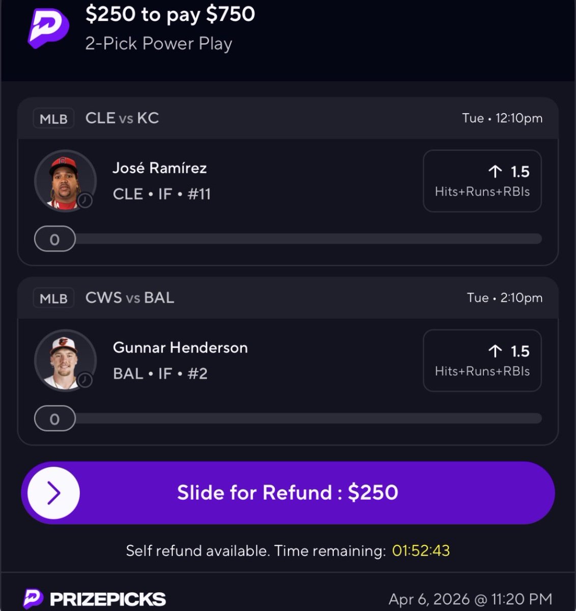 💰⭐️MLB P2⭐️💰

JOSÉ RAMÍREZ OVER 1.5 HRR

GUNNAR HENDERSON OVER 1.5 HRR

CLICK THE LINK IN BIO AND JOIN THE DISCORD FOR SLIPS, POTD'S, AND MORE💰💰💰WE HAVE CAPPERS FOR ALMOST EVERY SPORT INCLUDING ESPORTS‼️‼️

prizepicks.onelink.me/gCQS/shareEntr…

#Gambling  #PrizePicks #MLB