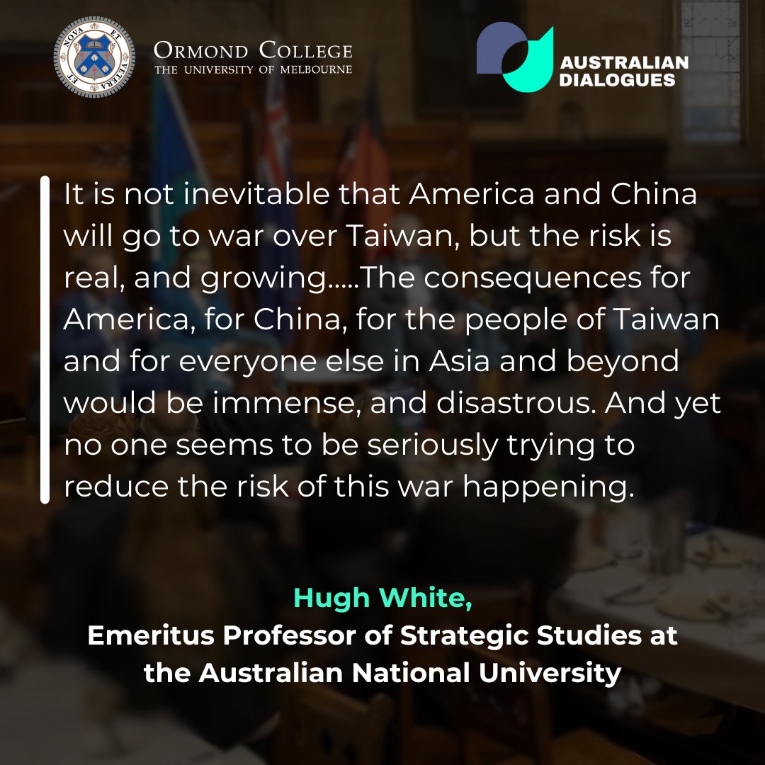 AusDialogues's tweet photo. From (free) abstract of panellist Hugh White’s (paywalled) article ‘Reality Check: Taiwan Cannot Be Defended’  (Australian Foreign Affairs magazine, Feb 2022) https://t.co/RvZuYTHVwM