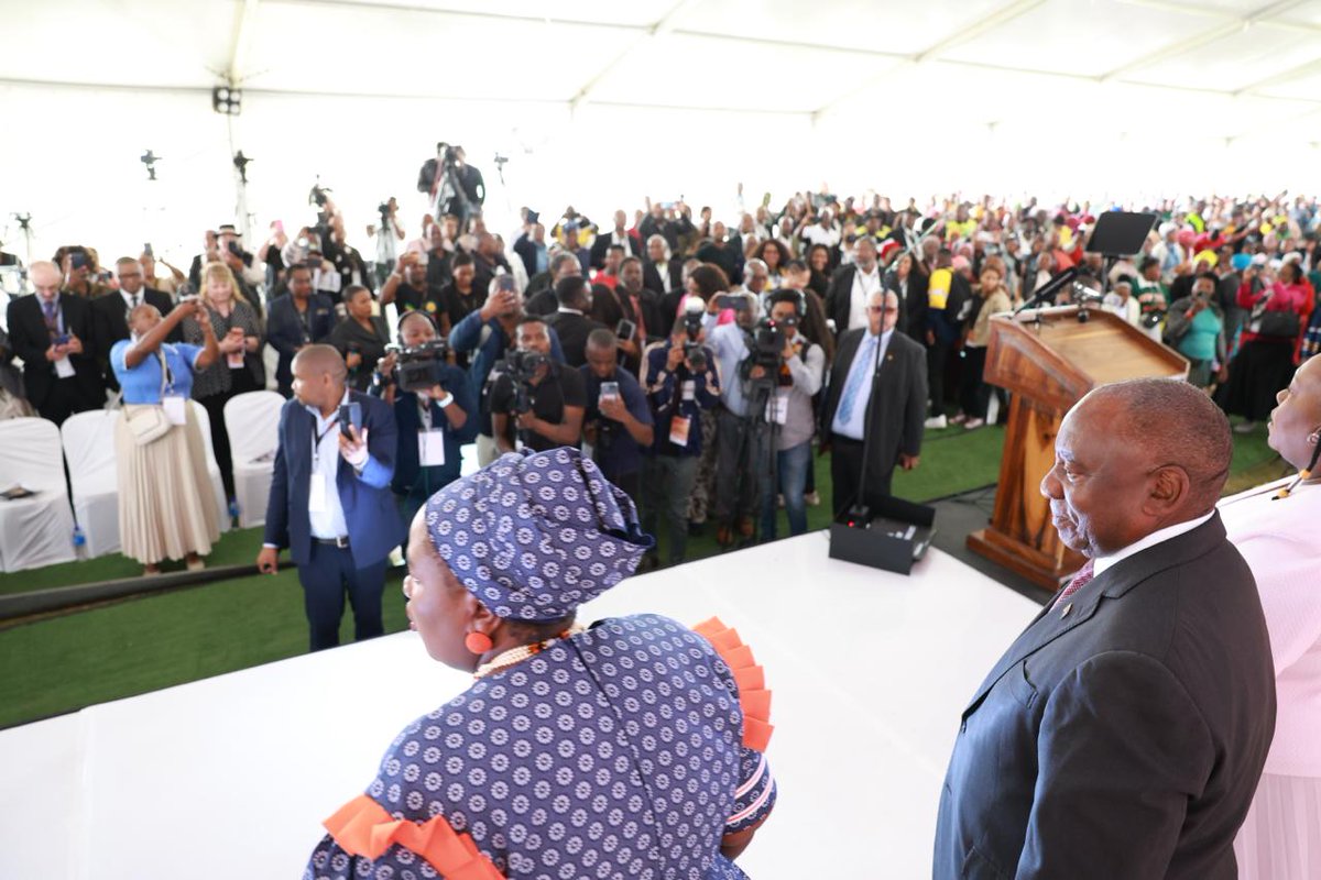 GovernmentZA's tweet image. 📸📸 | President Cyril Ramaphosa

“Today, we are marking the implementation of regulations that allow victims of apartheid, identified through the Truth and Reconciliation Commission process, to receive housing assistance from the state.”

#TRCHousing #GovZAUpdates #FreedomMonth