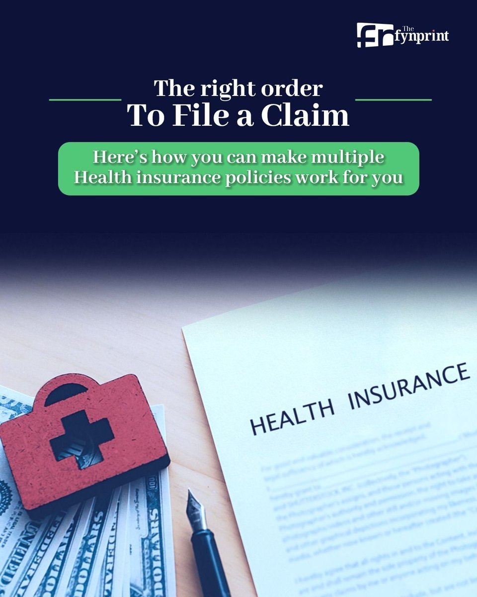thefynprint's tweet image. Most people think multiple health insurance policies = full protection.
Not true.
The sequence you claim them in decides whether you pay ₹0 or lakhs.
Learn how to stack your policies the right way.
Read the full article: thefynprint.com/O5M4Jdej2 
#HealthInsurance #PersonalFinance