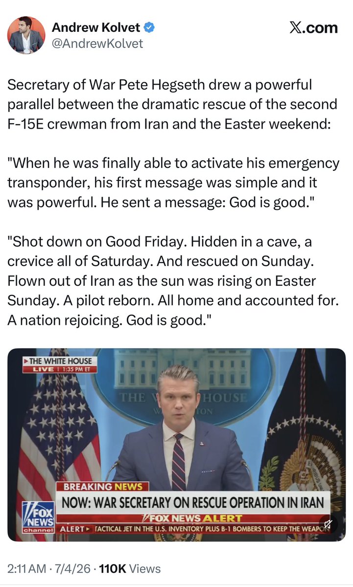 God is good. #EasterMiracle🙏

No country rivals the sophistication, might, and lethality of US🇺🇸 and Israeli🇮🇱 forces. Not even close!

“We were filled with laughter, and we sang for joy. And the other nations said, “What amazing things the LORD has done for them.”” Psalms 126:2
