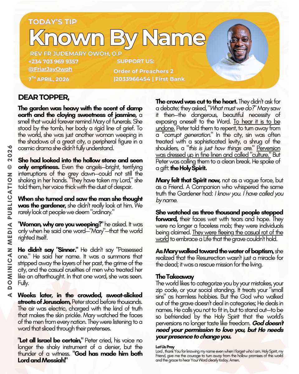 FriarJayOwoh's tweet image. Lord of the Garden, thank You for knowing my name even when I forget who I am. Holy Spirit, my Friend, give me the courage to turn away from the hollow promises of this world and the grace to hear Your Word clearly today. Amen.
YT - youtu.be/Mqq8HX13yDQ?si…
#CatholicX