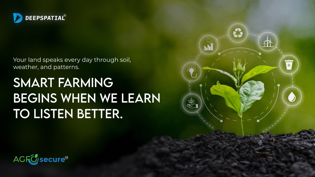 deepspatialai's tweet photo. Fields reveal signals on soil health, weather shifts &amp; crop patterns.

AgfoSecure turns these signals into actionable insights, helping farmers respond at the right time.

Learn more: https://t.co/NYvgNzt9lh

#AgfoSecure #Deepspatial $DSAI $DSAIF $DSAI.CN https://t.co/chR52tKr3S