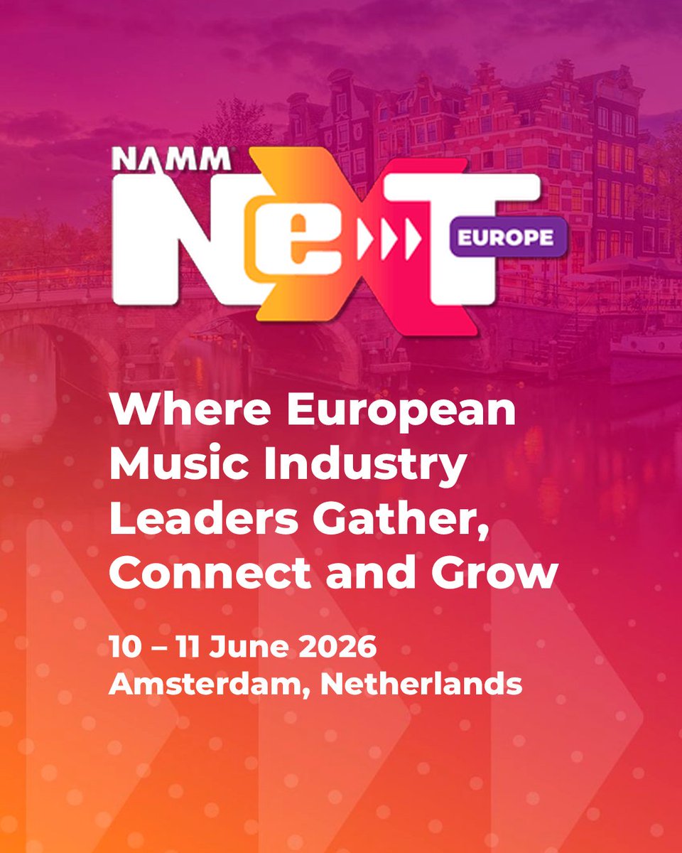 comusica1's tweet photo. NOTICIA 🎙 Abierto el registro para #nammnext Europe 2026, la cita que reunirá al sector de los instrumentos musicales, audio profesional y eventos en vivo los días 10 y 11 de junio en Ámsterdam. ¡Descubre todos los detalles en el link! 📲
▶ https://t.co/MbYaC0opgK https://t.co/CGt5Kc5U8x