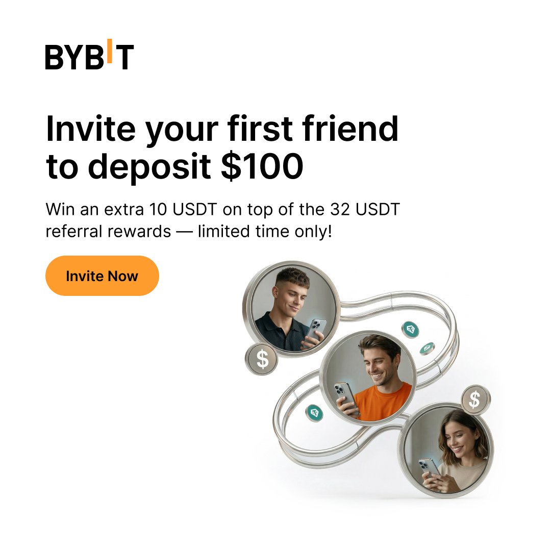 Bybit_Official's tweet photo. Trading hits differently with a plus one 👀

Invite your first friend, get them to deposit $100 and grab an extra 10 $USDT.