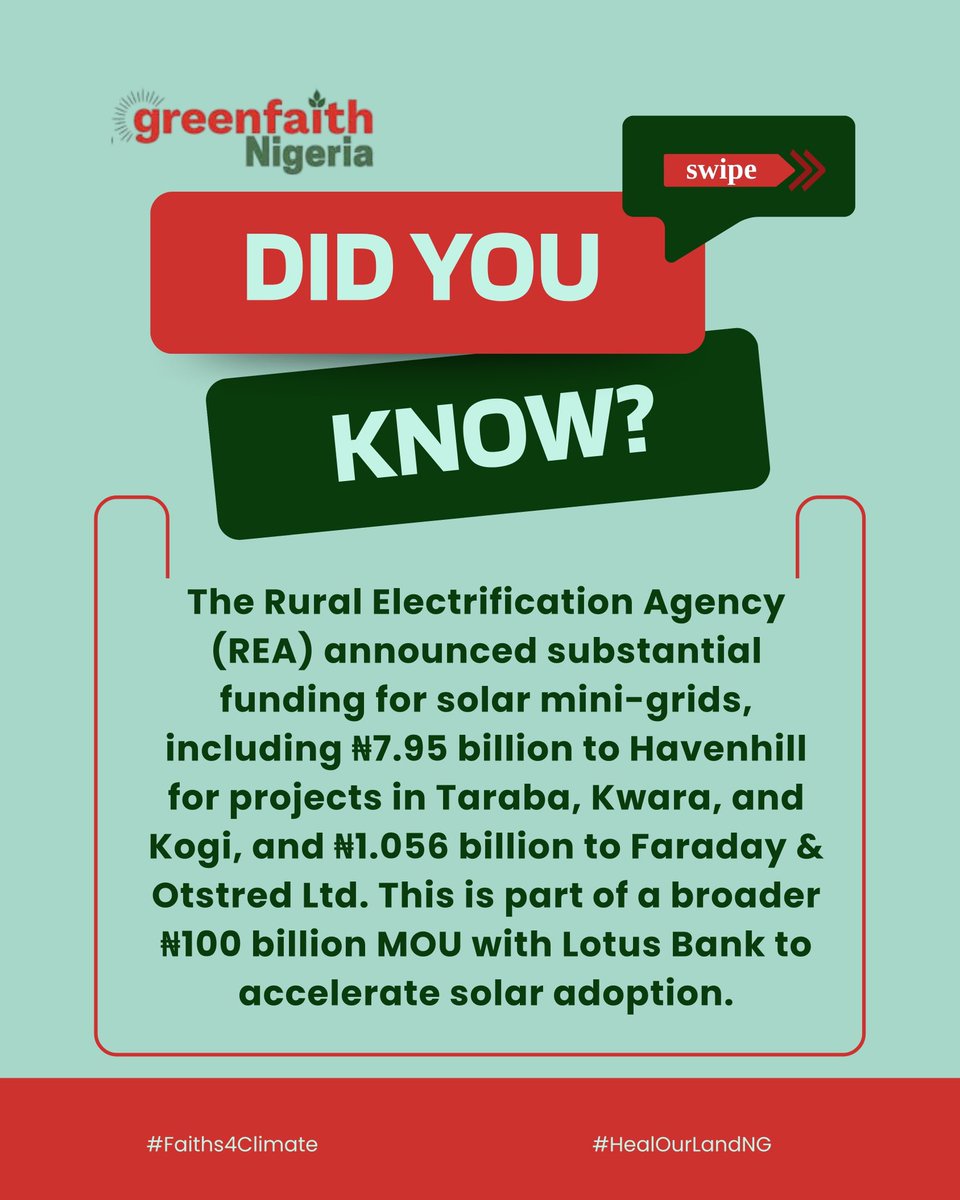 greenfaithng1's tweet photo. As this transition unfolds, we look forward to seeing faith communities included, empowered, and benefiting from a just and people-centered shift to renewable energy.
#Faiths4Climate
#HealOurLandNG
#AWFE
#RenewableEnergy https://t.co/SxZdmAbMEK