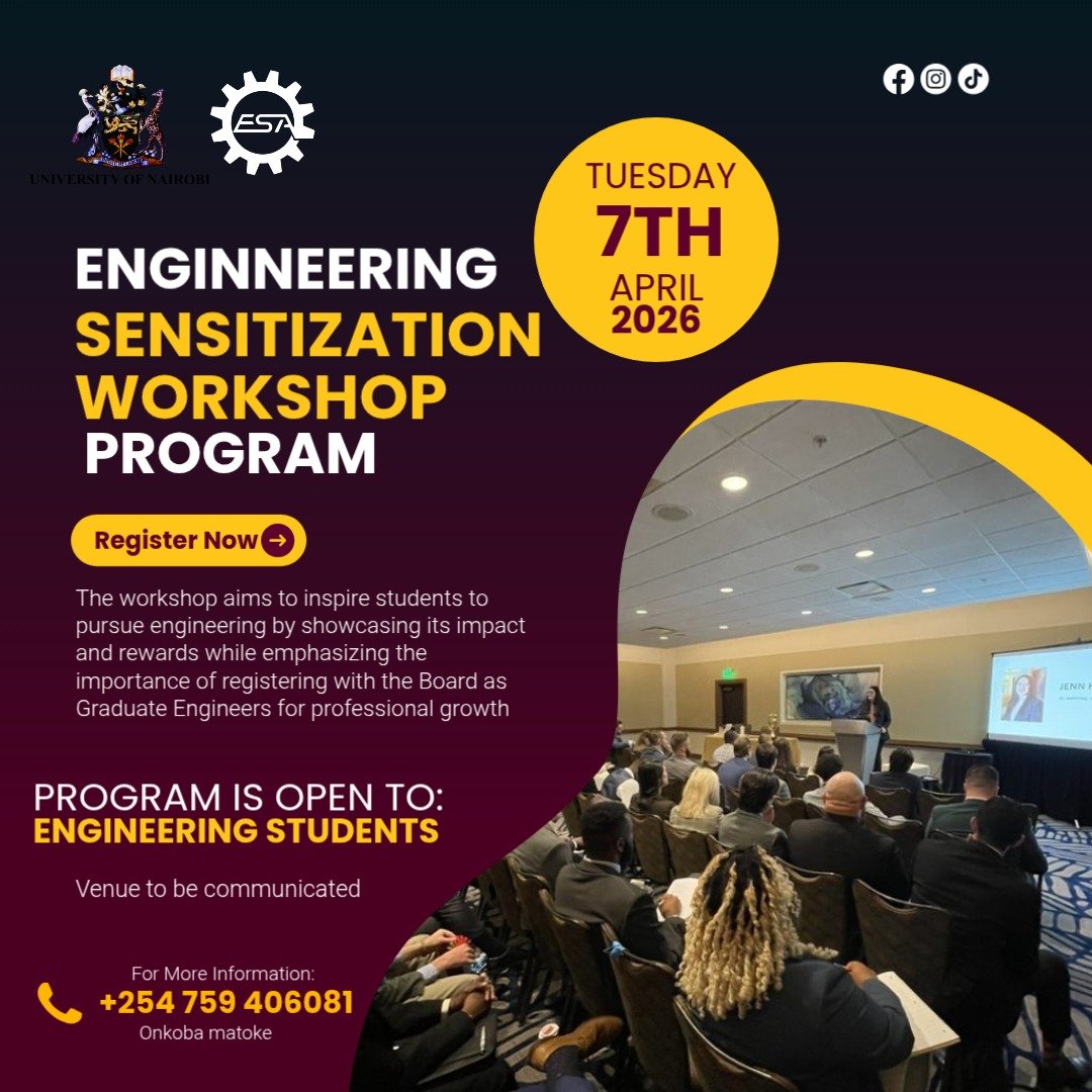 esa_uonbi's tweet image. Building your future, one registration at a time!
Clear on becoming a Professional Engineer in Kenya? Join the EBK sensitization session!
✅Graduate Engineer registration process.
✅Student to Professional transition.
✅Legal requirements for practice.

Details below 👇🏼 
#EBK