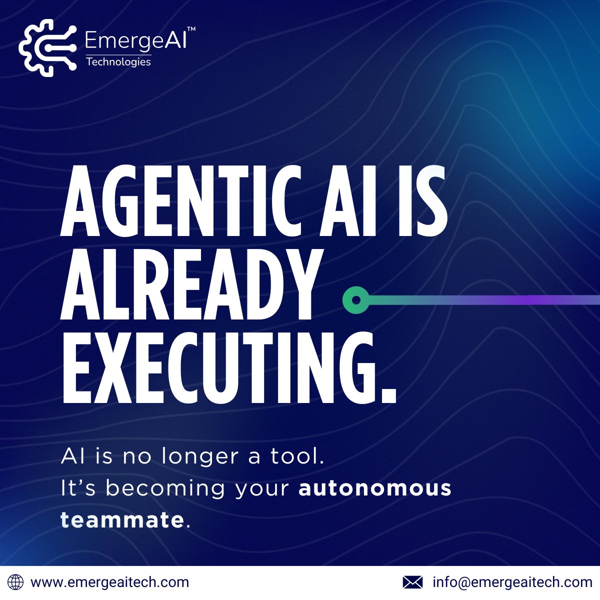 EmergeAI_Tech's tweet photo. 𝐀𝐠𝐞𝐧𝐭𝐢𝐜 𝐀𝐈 𝐢𝐬𝐧’𝐭 𝐜𝐨𝐦𝐢𝐧𝐠. 𝐈𝐭’𝐬 𝐚𝐥𝐫𝐞𝐚𝐝𝐲 𝐞𝐱𝐞𝐜𝐮𝐭𝐢𝐧𝐠.

Enterprises are moving from AI pilots to autonomous execution at scale — where systems don’t just assist, but act.

𝐅𝐨𝐫 𝐝𝐞𝐜𝐢𝐬𝐢𝐨𝐧-𝐦𝐚𝐤𝐞𝐫𝐬, 𝐭𝐡𝐢𝐬 𝐢𝐬 𝐭𝐡𝐞 𝐫𝐞𝐚𝐥 𝐬𝐡𝐢𝐟𝐭: AI as a capability → AI as an execution engine

𝐓𝐡𝐞 𝐨𝐧𝐥𝐲 𝐪𝐮𝐞𝐬𝐭𝐢𝐨𝐧 𝐭𝐡𝐚𝐭 𝐦𝐚𝐭𝐭𝐞𝐫𝐬: How fast can your enterprise move?

EmergeAI Technologies builds AI systems designed for execution — not experimentation.

🌐 https://t.co/bqfS7UWfQ1

#AgenticAI #EnterpriseAI #AITransformation #AILeadership #EmergeAITechnologies