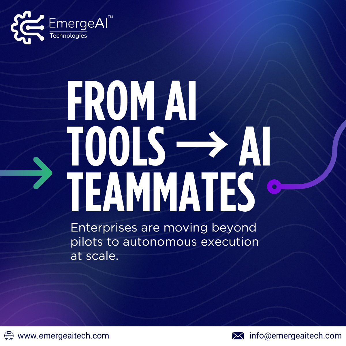 EmergeAI_Tech's tweet photo. 𝐀𝐠𝐞𝐧𝐭𝐢𝐜 𝐀𝐈 𝐢𝐬𝐧’𝐭 𝐜𝐨𝐦𝐢𝐧𝐠. 𝐈𝐭’𝐬 𝐚𝐥𝐫𝐞𝐚𝐝𝐲 𝐞𝐱𝐞𝐜𝐮𝐭𝐢𝐧𝐠.

Enterprises are moving from AI pilots to autonomous execution at scale — where systems don’t just assist, but act.

𝐅𝐨𝐫 𝐝𝐞𝐜𝐢𝐬𝐢𝐨𝐧-𝐦𝐚𝐤𝐞𝐫𝐬, 𝐭𝐡𝐢𝐬 𝐢𝐬 𝐭𝐡𝐞 𝐫𝐞𝐚𝐥 𝐬𝐡𝐢𝐟𝐭: AI as a capability → AI as an execution engine

𝐓𝐡𝐞 𝐨𝐧𝐥𝐲 𝐪𝐮𝐞𝐬𝐭𝐢𝐨𝐧 𝐭𝐡𝐚𝐭 𝐦𝐚𝐭𝐭𝐞𝐫𝐬: How fast can your enterprise move?

EmergeAI Technologies builds AI systems designed for execution — not experimentation.

🌐 https://t.co/bqfS7UWfQ1

#AgenticAI #EnterpriseAI #AITransformation #AILeadership #EmergeAITechnologies