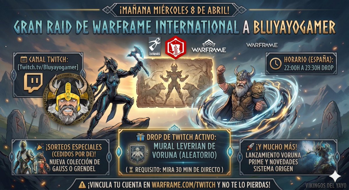 tabletfonso's tweet photo. Mañana 8 de abril stream especial con drop y sorteo de 3 x Colección de Gauss o Grendel Turbis en https://t.co/C1ihdbU5ux  #warframe #warframecaptura #drop #giveaway @JuegaWarframe https://t.co/IsLb7zgmwB