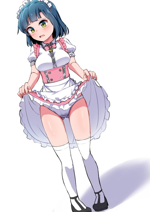 顔を赤らめながらたくし上げでぱんつを見せてくれる百合子ちゃんを・・・! #odaibako_ikisiki_