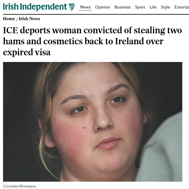 keira_con's tweet image. Thankfully they have dropped using Irish Woman in the headlines. 
I would think if they are going to arrest her for 2 hams and makeup Sir Seamus will have a welcoming party when he arrives home. 
This woman need to be deported back to where she came from as soon as the court case