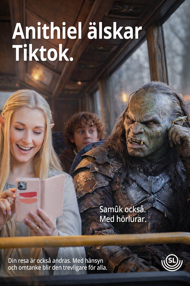 I SL:s senaste propagandakampanj får vi lära oss att alver stör medresenärer i kollektivtrafiken medan orcherna är exemplariskt skötsamma. 🖤