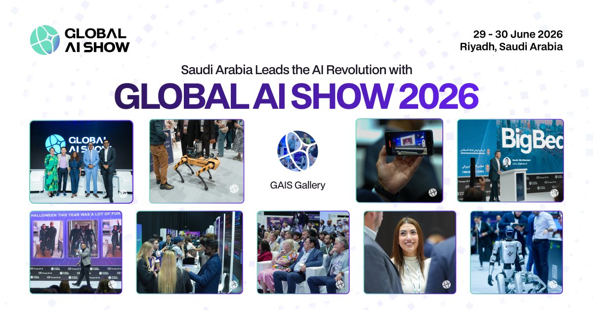 TheStartupsMag's tweet image. Riyadh becomes the global hub of #AI innovation this February. 🤖
Join the world’s visionaries at @GlobalAIShow Riyadh 2026 — where intelligence meets opportunity
📅 29-30th June 2026📍 Riyadh, Saudi Arabia
🎟️ Early bird → globalaishow.com/riyadh
#GlobalAIShow #FutureTech