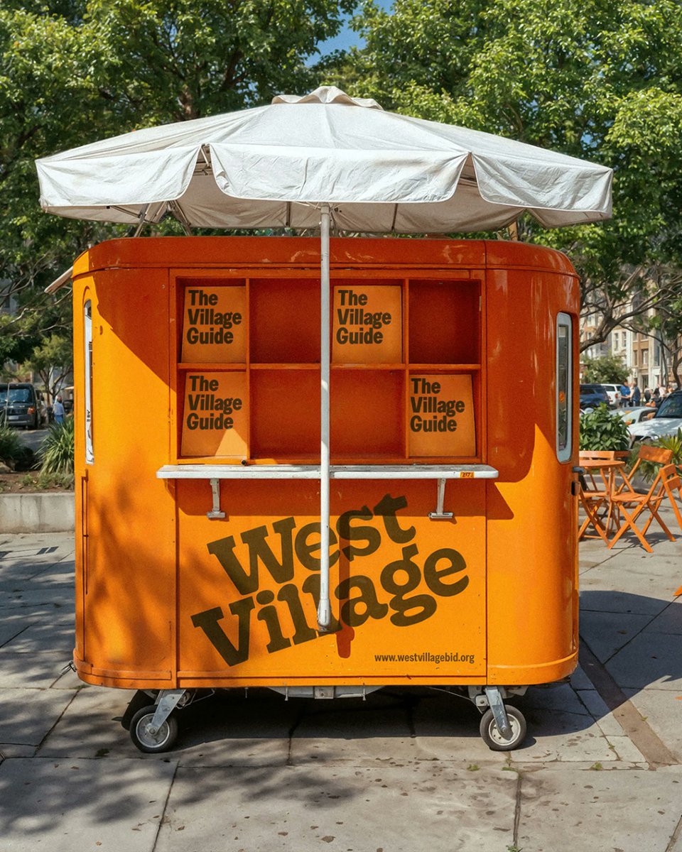 TweetsByTBI's tweet image. Most of Manhattan surrenders to the grid, but the West Village refuses.

For this exploratory direction, @sturbainnyc translated the neighbourhood’s irregular geometry into shifting visual scales and treated ‘Village’ as a verb. Typography draws on late-60s American vernacular,