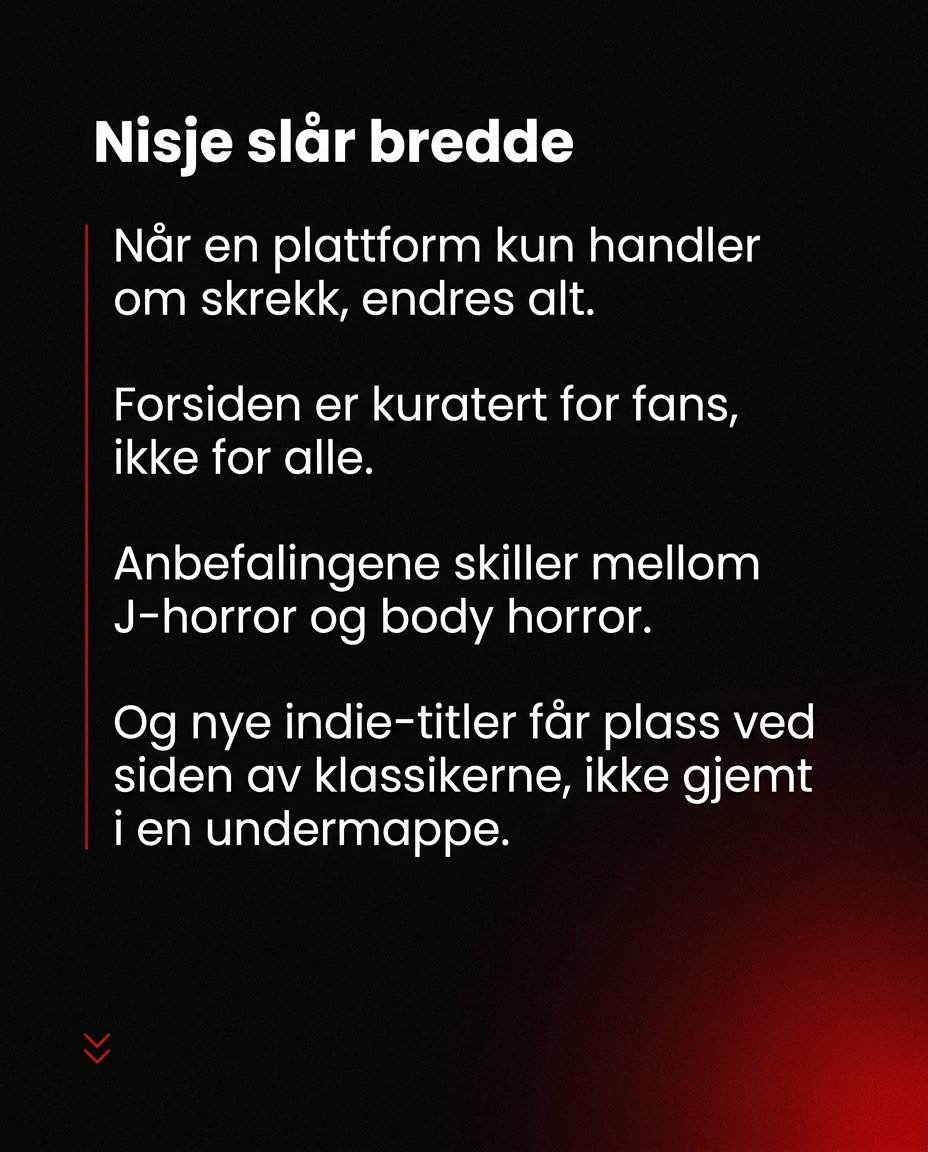 HorrificNO's tweet photo. Hvorfor velge Horrific? 🎬

Mens andre strømmetjenester gjemmer skrekkfilmene i en glemt kategori, er det det eneste vi driver med. Her får du ikke algoritmer som prøver å dytte romantiske komedier på deg etter en skrekkfilm!

Bare ren, ufiltrert skrekk. Hver eneste dag. 🩸 https://t.co/8uxtAFEv85