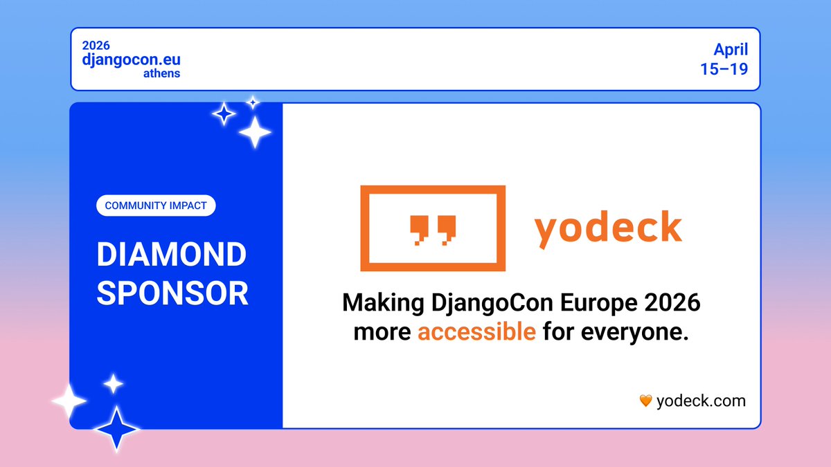 DjangoConEurope's tweet image. 💎Thanks to @YodeckSignage, Diamond sponsor, we create a more accessible, inclusive &amp;amp; collaborative experience. 

From enabling speakers to share knowledge to supporting workshops &amp;amp; bringing the community together, their contribution is tangible.

yodeck.com

#django