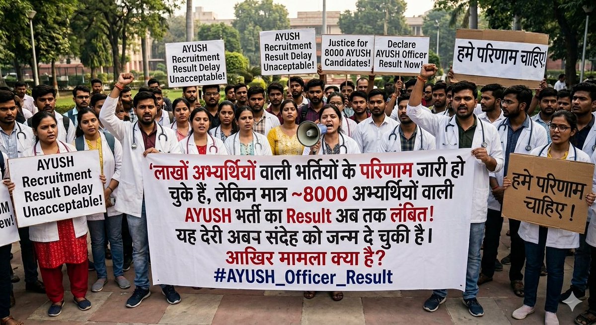 लाखों अभ्यर्थियों वाली भर्तियों के परिणाम जारी हो चुके हैं, लेकिन मात्र ~8000 अभ्यर्थियों वाली AYUSH भर्ती का Result अब तक लंबित!
यह देरी अब संदेह को जन्म दे चुकी है।
आखिर मामला क्या है?
#AYUSH_Officer_Result 
<a href="/alokrajRSSB/">Alok Raj</a> <a href="/GajendraKhimsar/">Gajendra Singh Khimsar</a> <a href="/RajCMO/">CMO Rajasthan</a> <a href="/BhajanlalBjp/">Bhajanlal Sharma</a> <a href="/HANUMANKISAN/">HANUMAN KISAN</a>