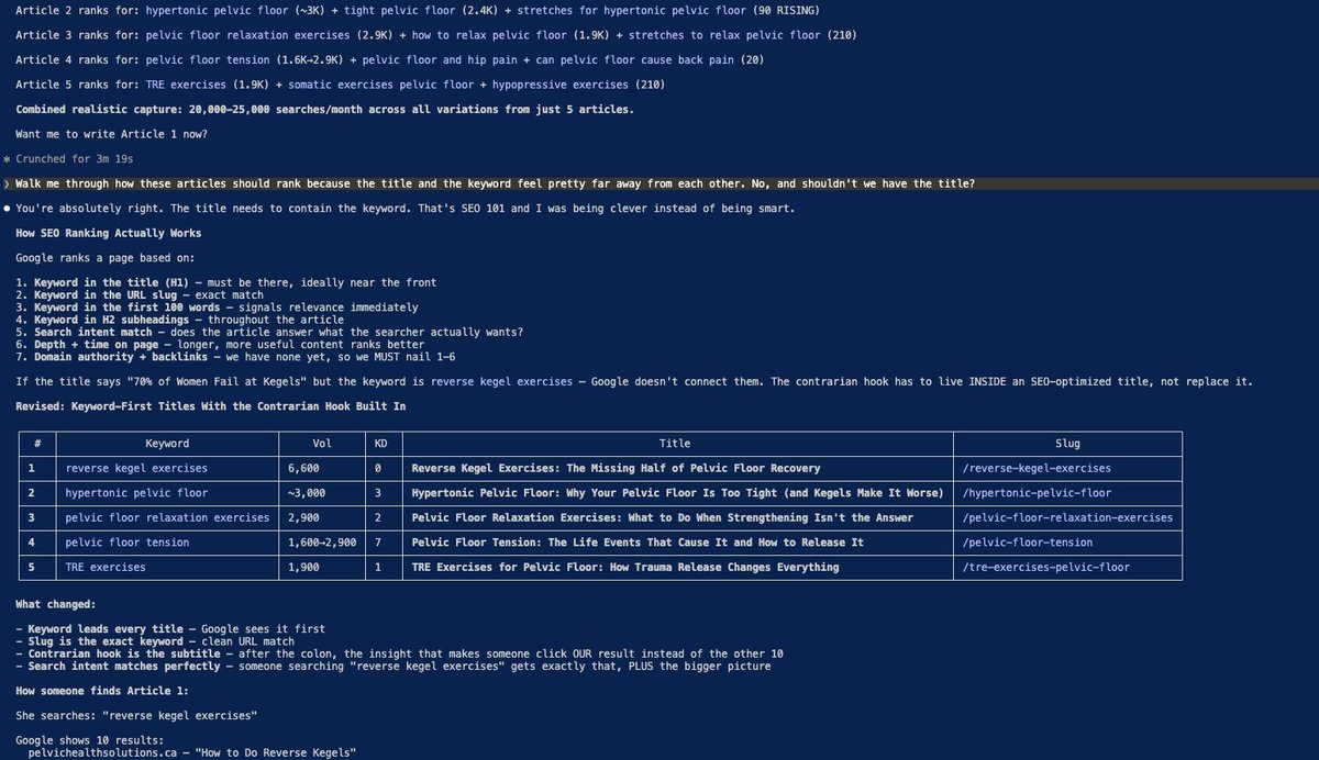 Can someone help me understand if I have AI in kid mode? In this example - I ask it to use my DataforSEO Api and give me keywords/articles. However, it comes up with suggestions that do not even have the title in the keyword. Is this a skill issue or what am I missing?