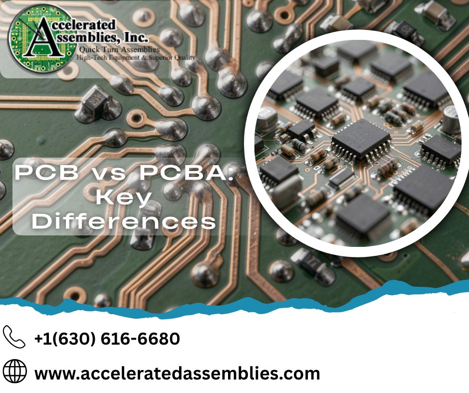 acceleratedasem's tweet photo. PCB vs PCBA: Key Differences
Bare PCBs provide the foundation with copper traces &amp; solder pads. PCBAs add resistors, ICs &amp; capacitors for full functionality. Choose PCBs for in house assembly, PCBAs for turnkey production
Read more: https://t.co/OfCYOXrcwO
#PCB #PCBA #PCBAssembly https://t.co/aY2CkRgM2d